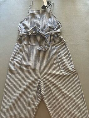 NWT Greylin Striped Wide Leg Chambray Jumpsuit